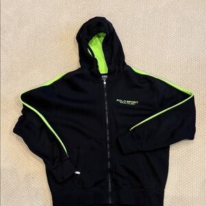 Polo by Ralph Lauren Black and Neon Green Hoodie Jacket